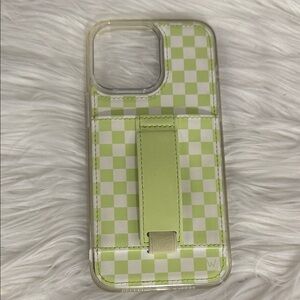 Wallis Lime Checkered Phone Case with Kickstand